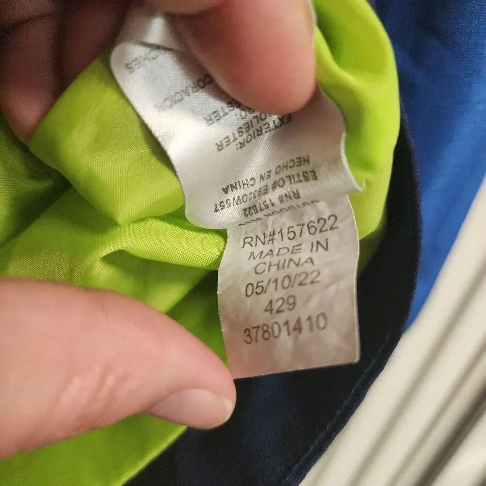 Eddie Bauer Blue & Green Rain Jacket Unisex Kids Size Medium 10/12